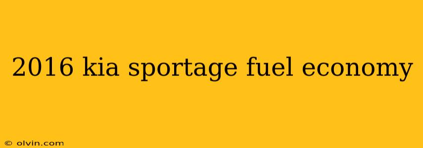 2016 kia sportage fuel economy