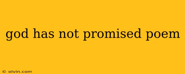 god has not promised poem