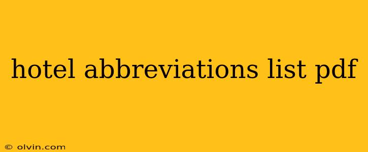 hotel abbreviations list pdf