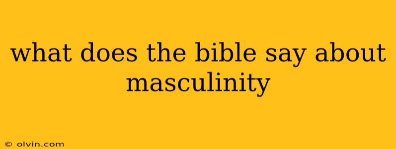 what does the bible say about masculinity